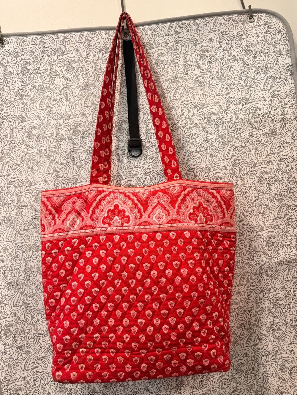 Vera Bradley Red Quilted Tote with Paisley Trim - Picture 3 of 6